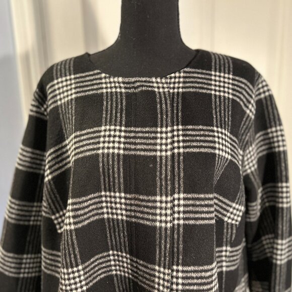Talbots Plus Black/white Check, Full Zip, Wool Blend Coat, Size 1X - Picture 1 of 8